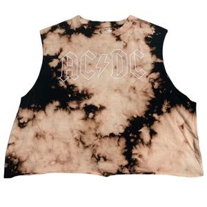 AC/DC cropped bleached cut off tee